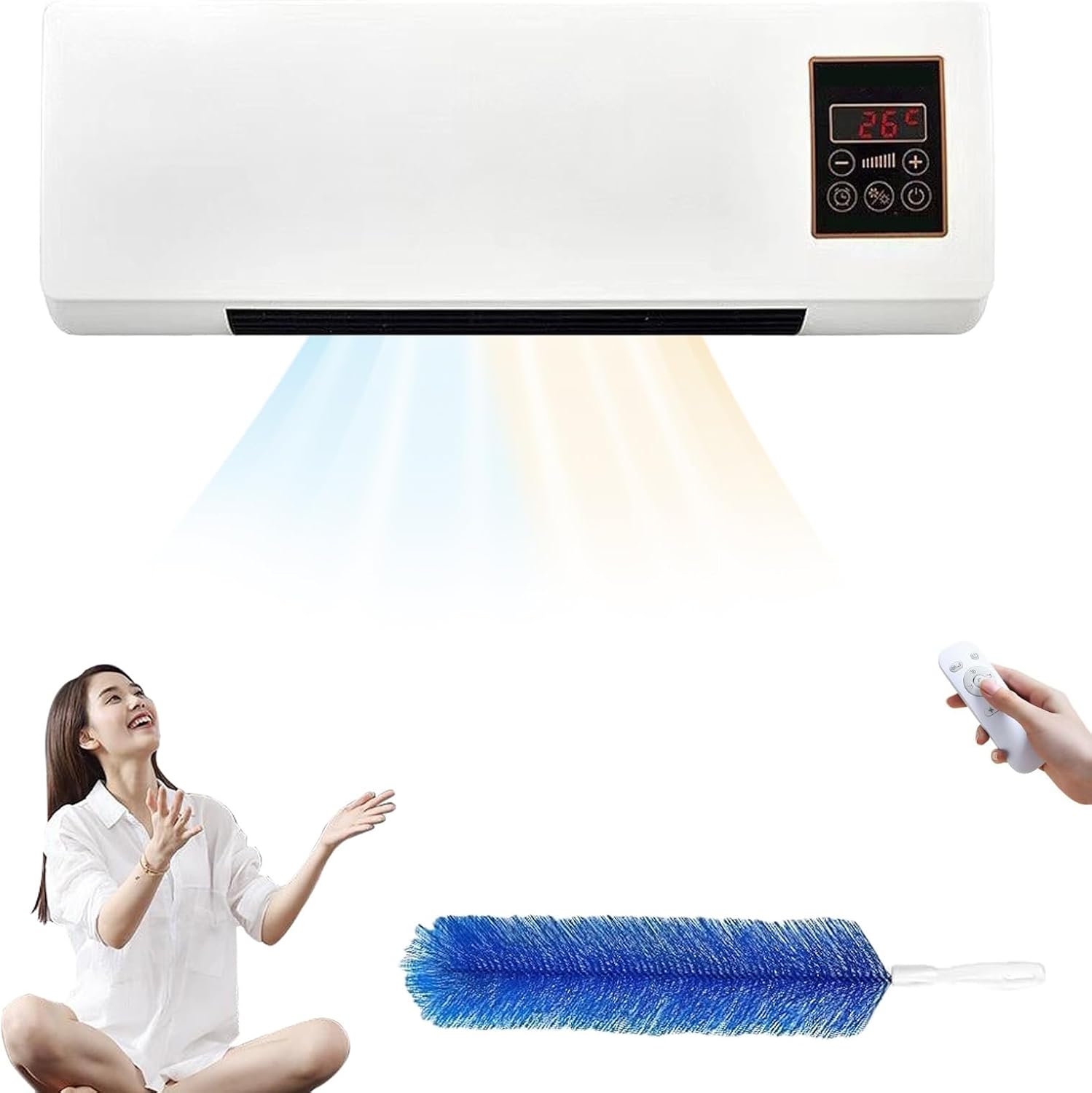  Mini Unité De Climatisation Murale, Climatiseur Portable Silencieux De 3500W Pour Le Bureau à Domicile, Chaleur Froide Rapide Avec Minuterie, Système De Refroidissement à économie D'énergie Facile D'i