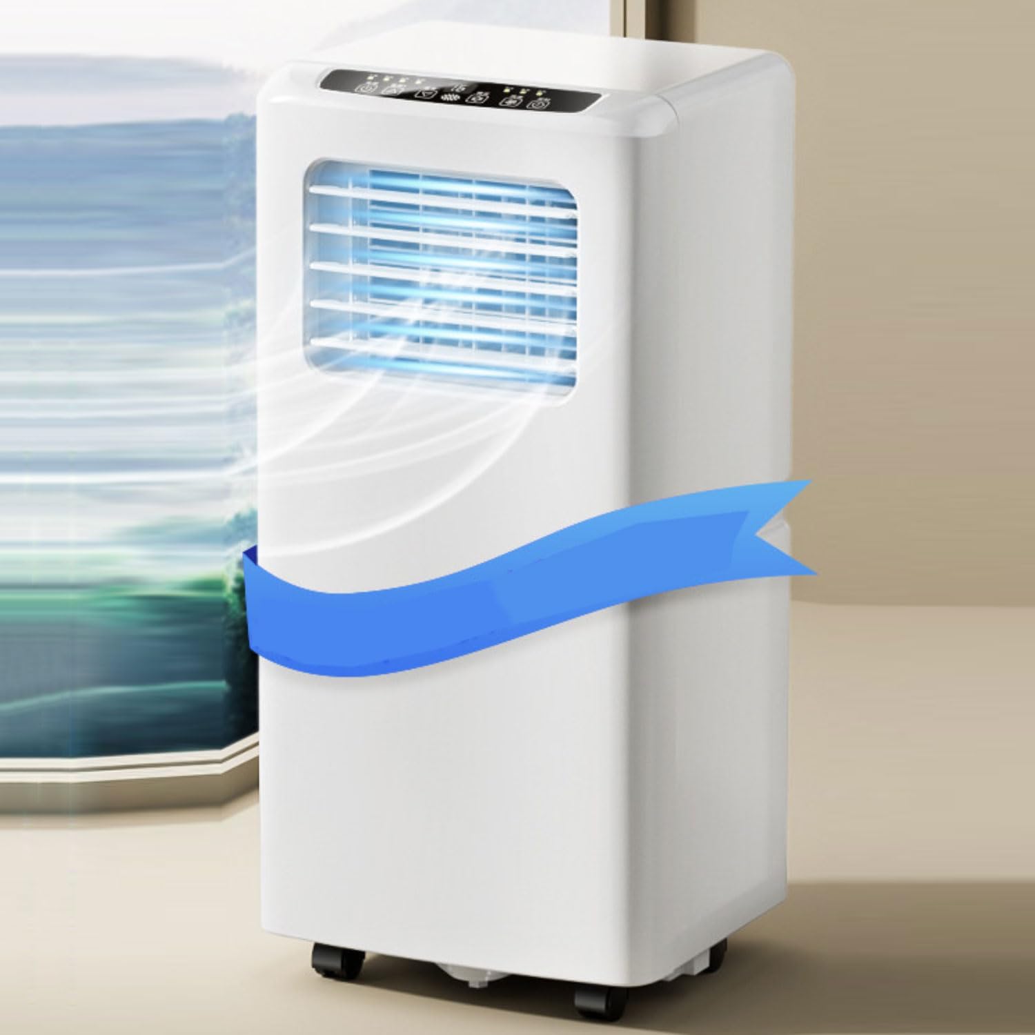  Climatiseur Portable 12000 BTU, Unité De Climatisation Intelligente Avec Télécommande Et Kit De Fenêtre, Ventilateur De Refroidissement Silencieux 48dB Pour Le Bureau De La Pièce Aucun Mur Requis
