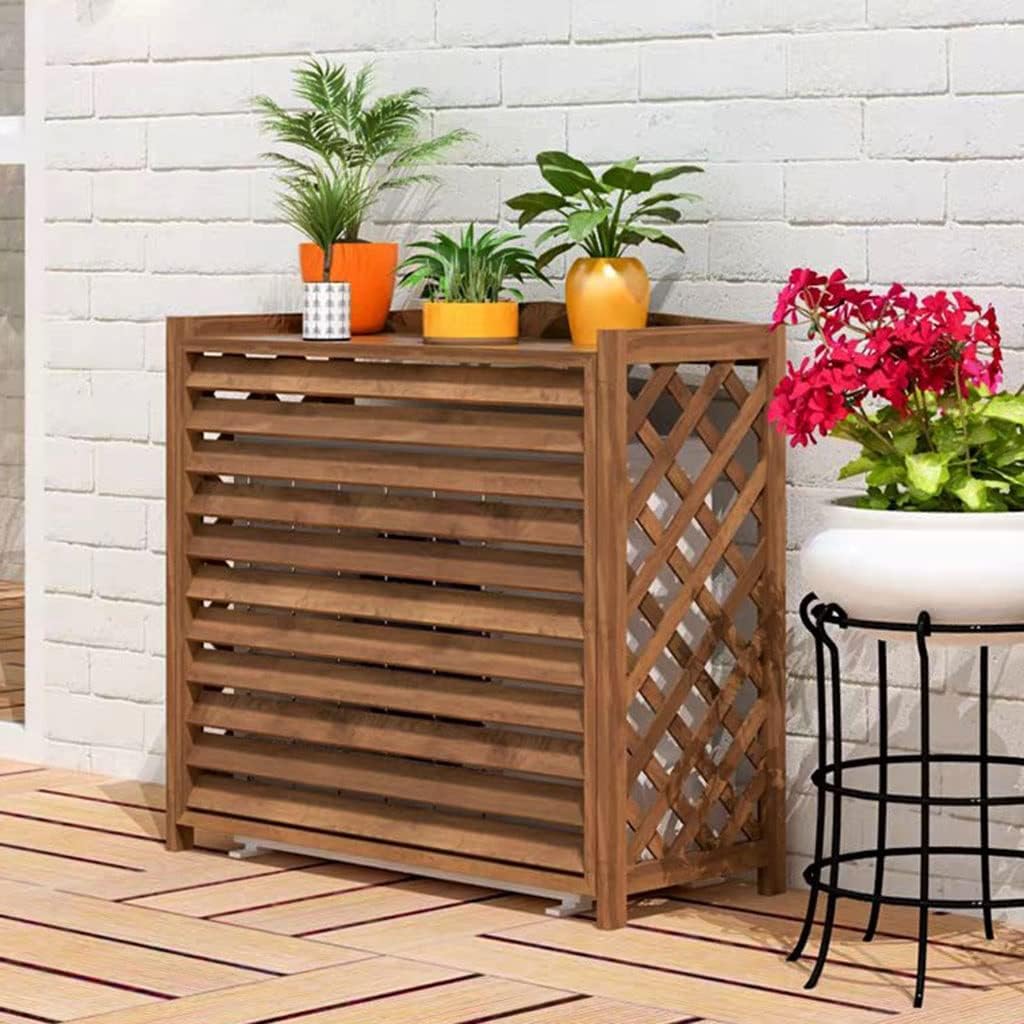 GENERIC Housse De Climatiseur Extérieur Et écran De Clôture En Bois Solide Imperméable à L'eau Housse Anti-poussière Pour Climatiseur Support De Fleurs Protège L'unité AC (taille : S 81 X 30 X 72 Cm)