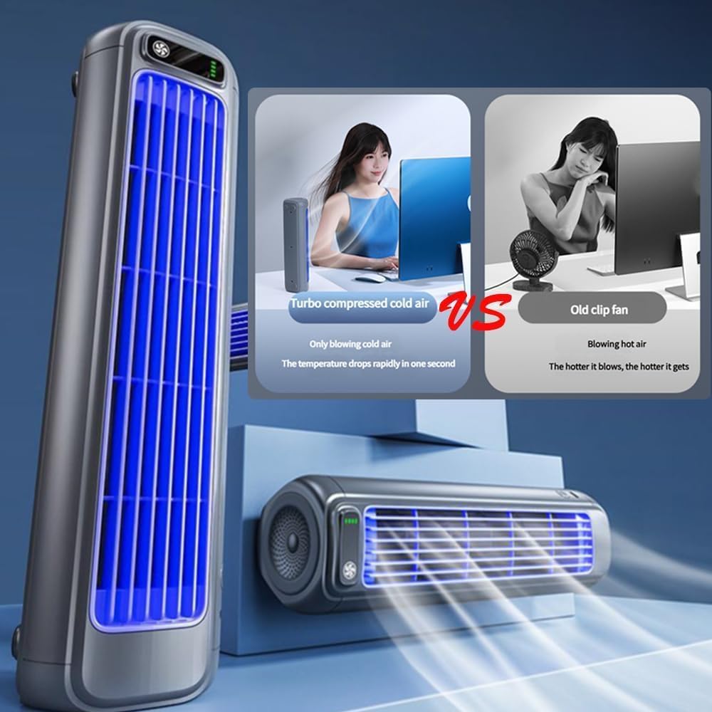 GENERIC Ventilateur De Climatiseur Portable Ace Turbo - 3 Vitesses Super Silencieuses - AC Avec Recharge USB, Mode Suspension/vertical Pour Chambre, Bureau, Cuisine (couleur : Beige)