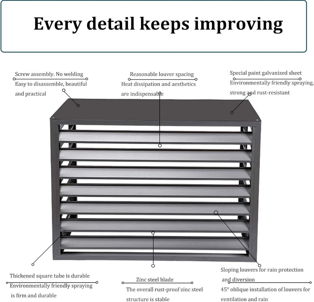  Housse De Climatiseur D'extérieur En Aluminium Résistant Aux Intempéries – Bouclier Décoratif Pour Unités AC Et Poubelles – Protection Pour équipement Et Unités D'extérieur