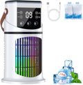  Climatiseur Mobile Portable 800ml Mini Refroidisseur D'Air Avec Lampe LED 7 Couleurs, Minuterie 1-8H, 9 Vitesses De Ventilation Et 3 Modes De Brumisation, Idéal Pour Bureau, Chambre