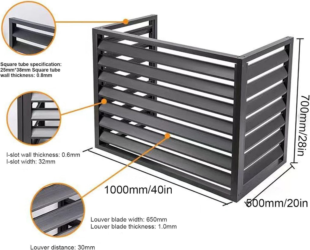  Housse En Aluminium Pour Climatiseurs MiniSplit Et Pompes à Chaleur Protection Extérieure Résistante Au Vol Et Aux Intempéries Compatible Avec Toutes Les Unités Standard