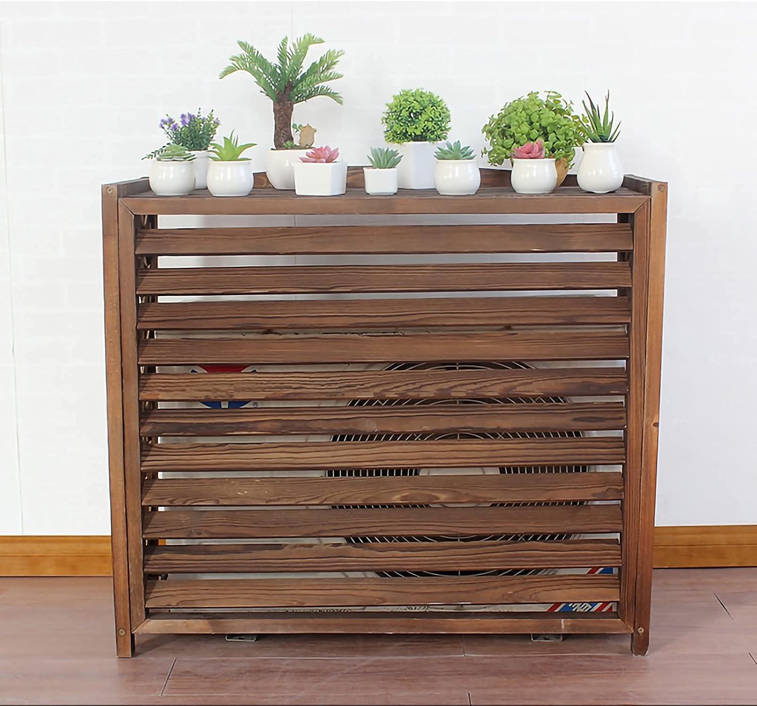  Housse Climatiseur Extérieur Couverture,Couvercle De Climatiseur En Bois Couverture Cachée De Climatiseur En Bois, Support De Plante Intérieur/extérieur, Clôtures D'écran De Confidentialité De Cl