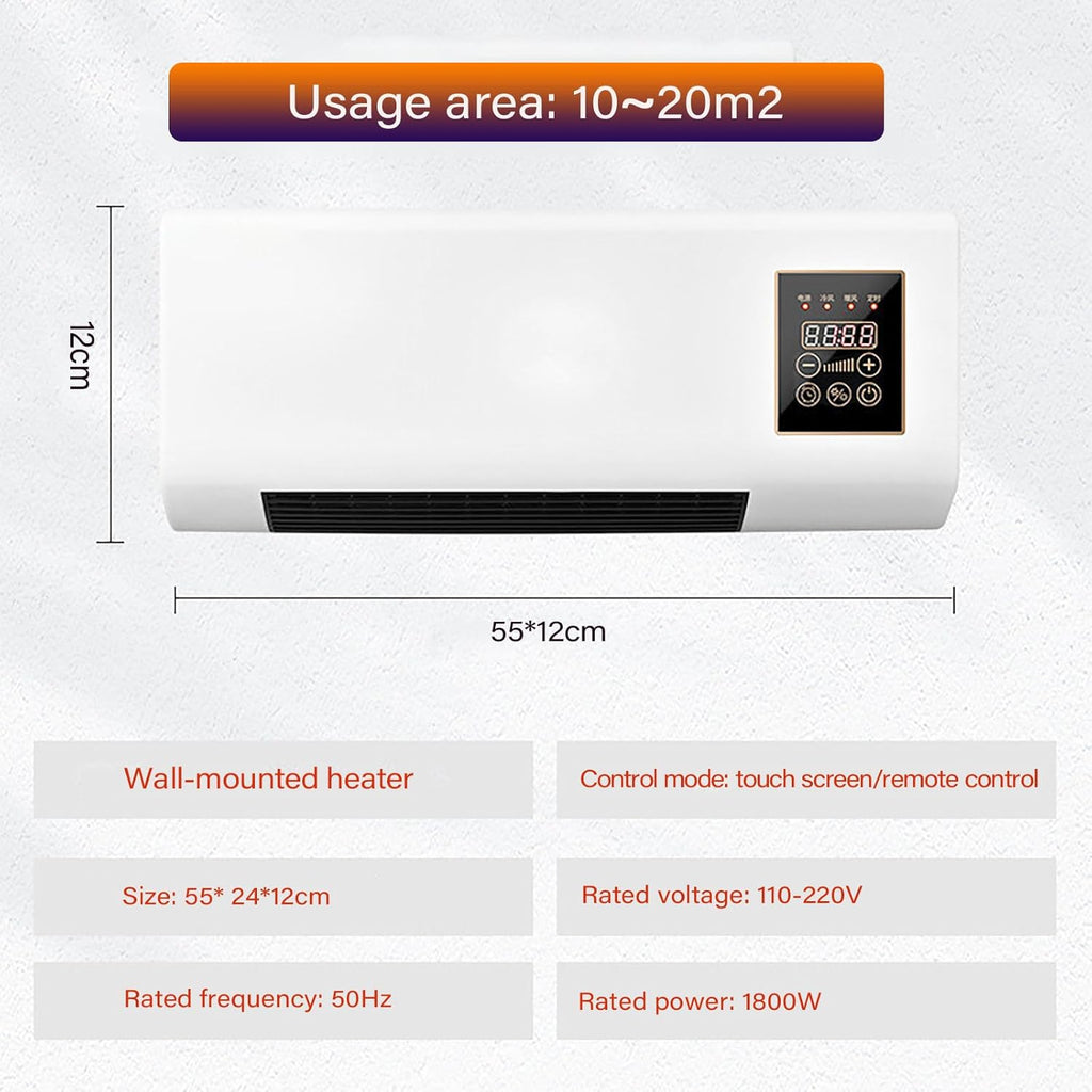  Ventilateur Mural, Ventilateur Portable Avec Minuterie à Distance, Ventilateur De Chauffage De Refroidissement Silencieux Pour La Chambre De Bureau à Domicile, Conception Compacte D'épargne D'espace,