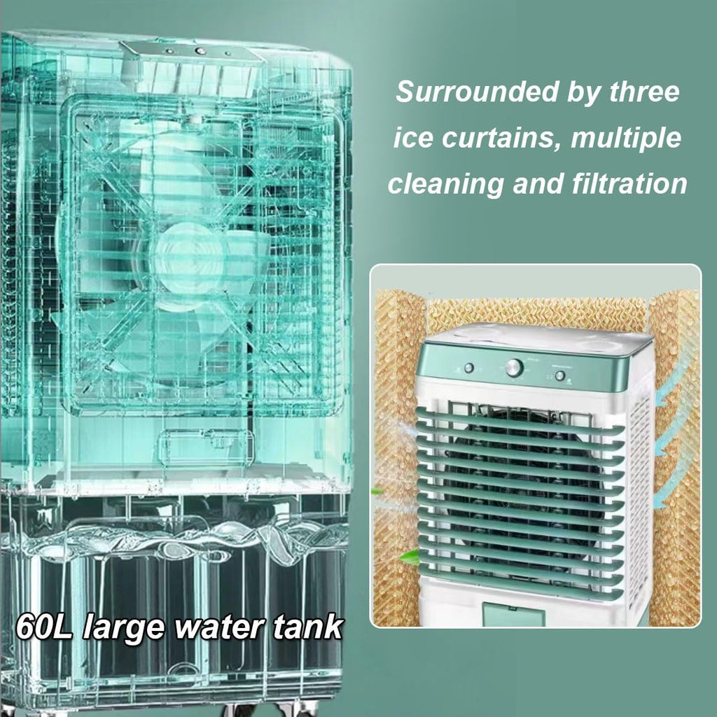 Refroidisseur D'air Par évaporation Swamp Cooler, 3500CFM Avec Réservoir D'eau De 60 L, 3 Vitesses De Vent, Climatiseur Portable For Intérieur Et Extérieur