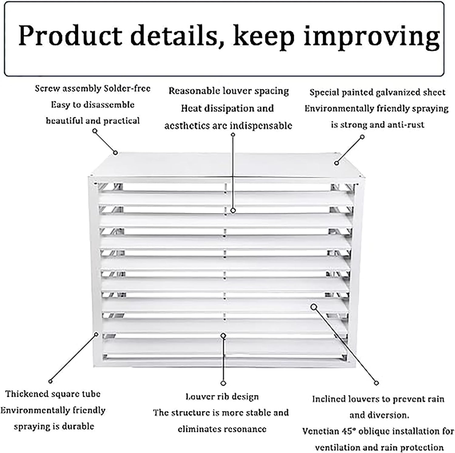 GENERIC Housse De Protection Décorative En Alliage D'aluminium Pour Climatiseur, Condensateurs Et Pompes à Chaleur, Résistant Aux Intempéries Pour Une Durabilité Accrue
