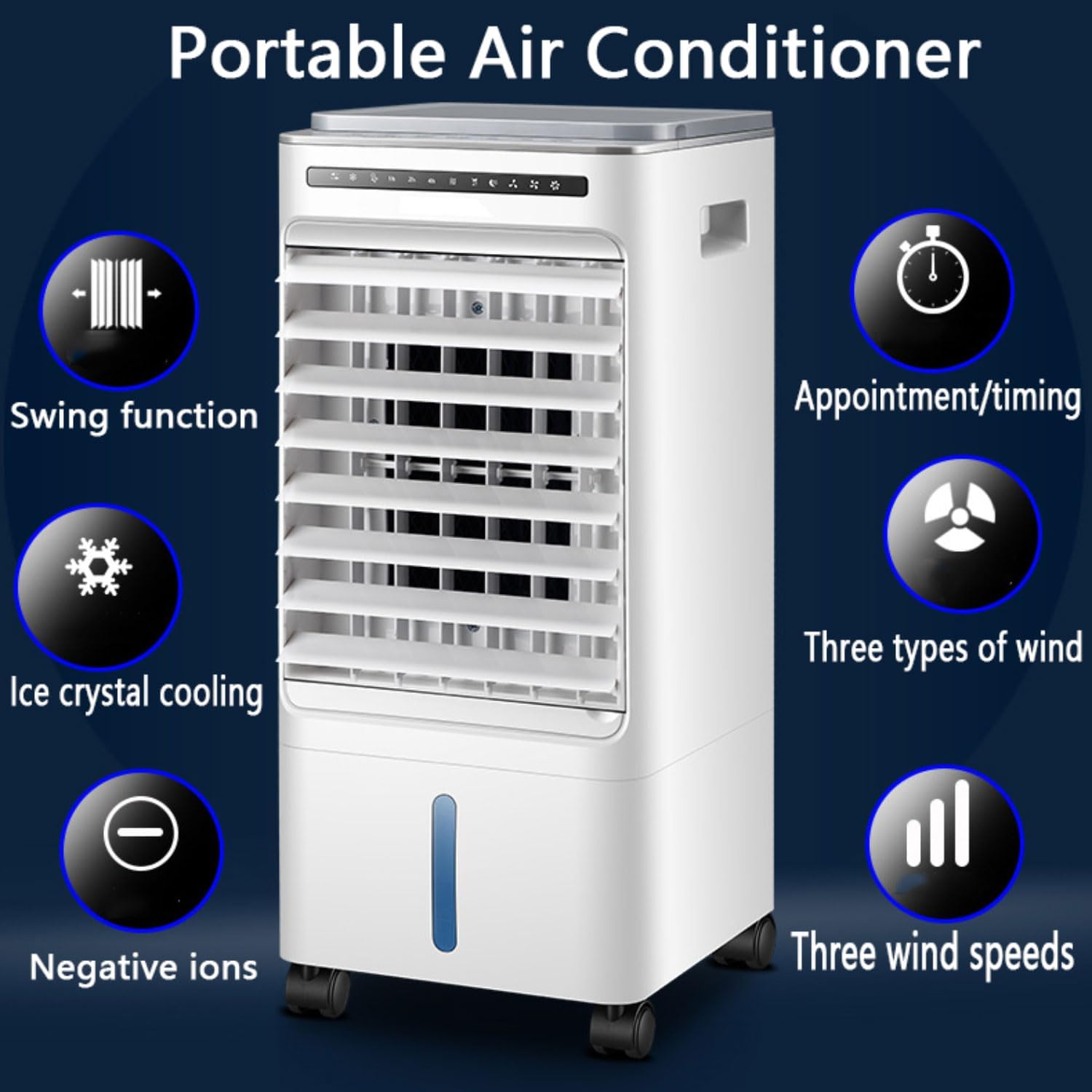 GENERIC Refroidisseur D'événement Portable Avec 4 Boîtes à Glace Et Minuteries, Ventilateur Silencieux Jusqu'à 25m2, Climatisation Portable Avec Oscillation Et Roues, Idéal Pour La Maison, Bureau Et Camping