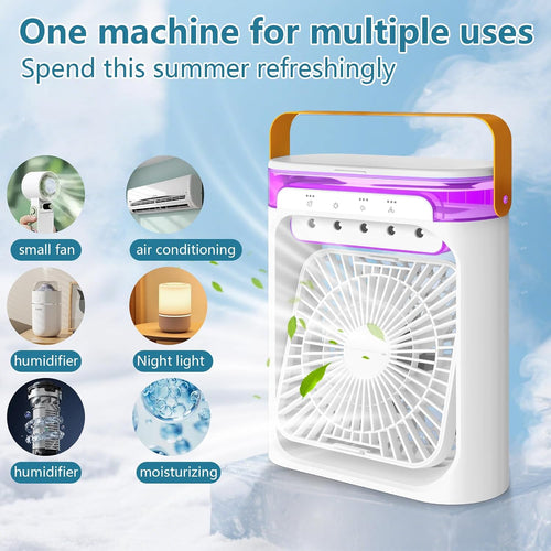  Climatiseur Mobile 4 En 1 Mini Climatiseur Portable, Mini Refroidisseur D'air Personnel USB, Ventilateur, 3 Vitesses Réglables Air Refroidisseur Mobil Pour Maison/Bureau/Extérieur -Blanc