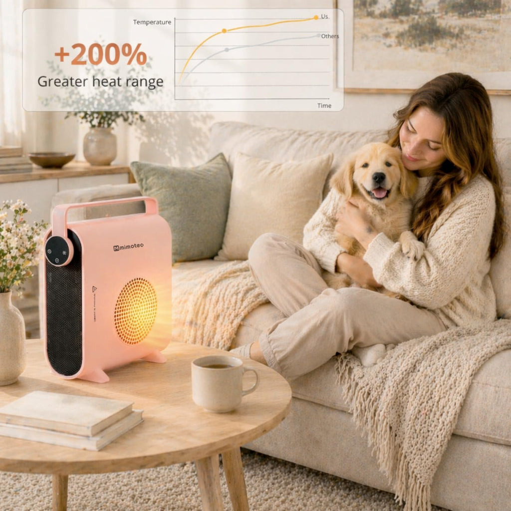  M Mimotec – Chauffage Soufflant Céramique électrique Rose Hearth 2000W, Silencieux <60 DB, Avec Télécommande, Protection Contre La Surchauffe, Chauffage D’appoint Portable Pour Intérieur