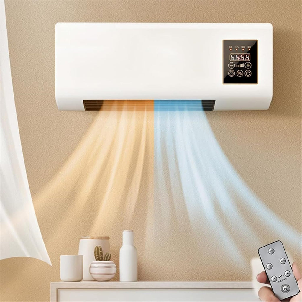  Ventilateur Mural Compact Avec Télécommande, Unité Portable Pour Bureau De Chambre, Chauffage De Refroidissement Silencieux, Protection Contre La Surchauffe, 30dB Faible Bruit, Smart Timer