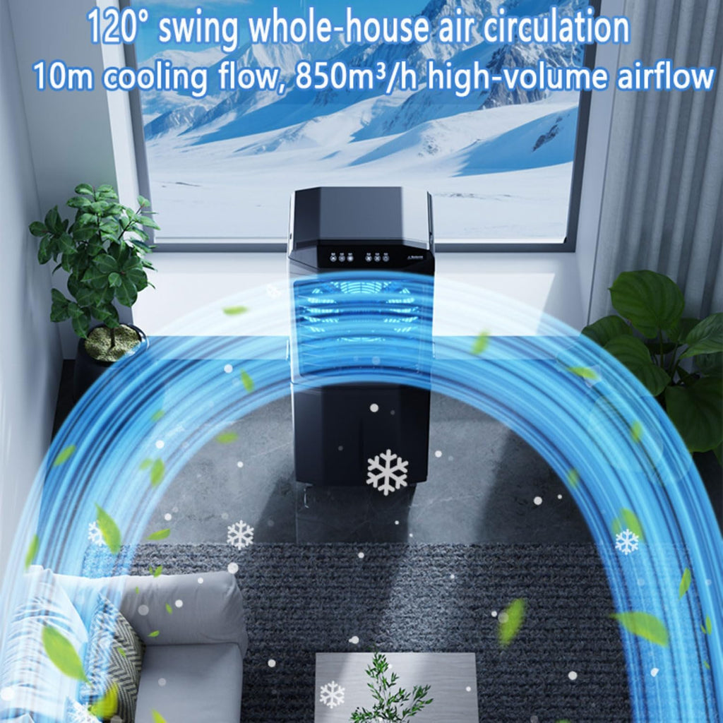  Climatiseur Portable, Rafraîchisseur D'air Par évaporation, Sans Fenêtre, Avec Réservoir Amovible De 60 L, Oscillation à 120°, Ultra Silencieux Pour Appartement, Garage Ou Extérieur.