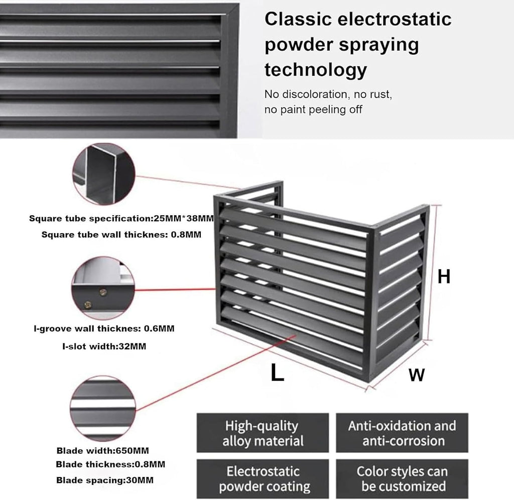 GENERIC Housse De Pompe à Chaleur En Alliage D'aluminium Pour Climatiseur Extérieur 2-3P - Clôture Et Support De Fleurs - Réduction Du Bruit - Accessoires Pour Un Meilleur Attrait De Trottoir