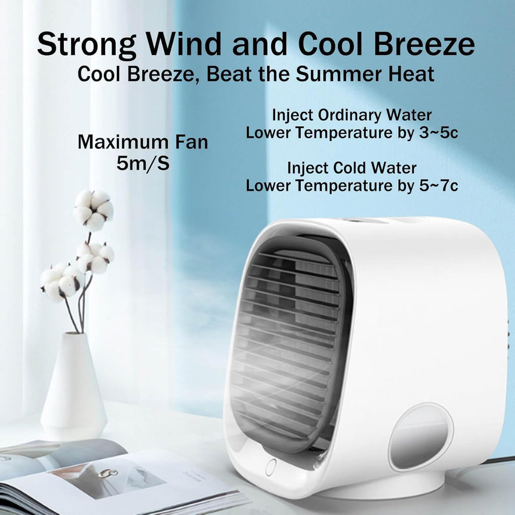 GENERIC Climatiseur Airabreeze, Climatiseur Portable Airbreeze, Climatiseur Portable Avec Veilleuse Led, Refroidisseur De Bureau Usb à 3 Vitesses, Léger Pour Maison, Bureau Et Voyage White