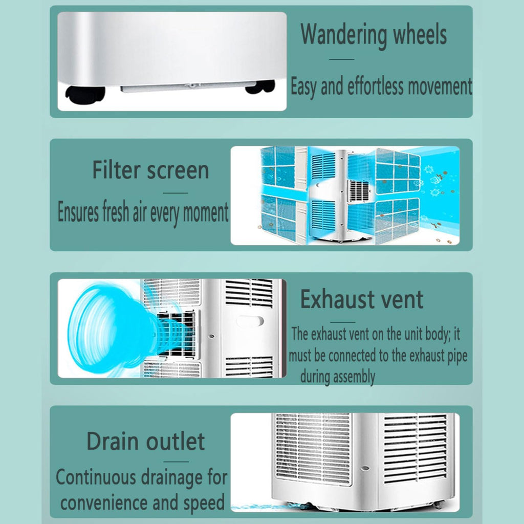  Climatiseur Portable Refroidit 350 Sq.Ft, Unité Intelligente Intelligente Silencieuse Avec Ventilateur Et Déshumidificateur, écran LED, Télécommande, Minuterie 24H, Kit De Fenêtre, Ventilateur De Refr
