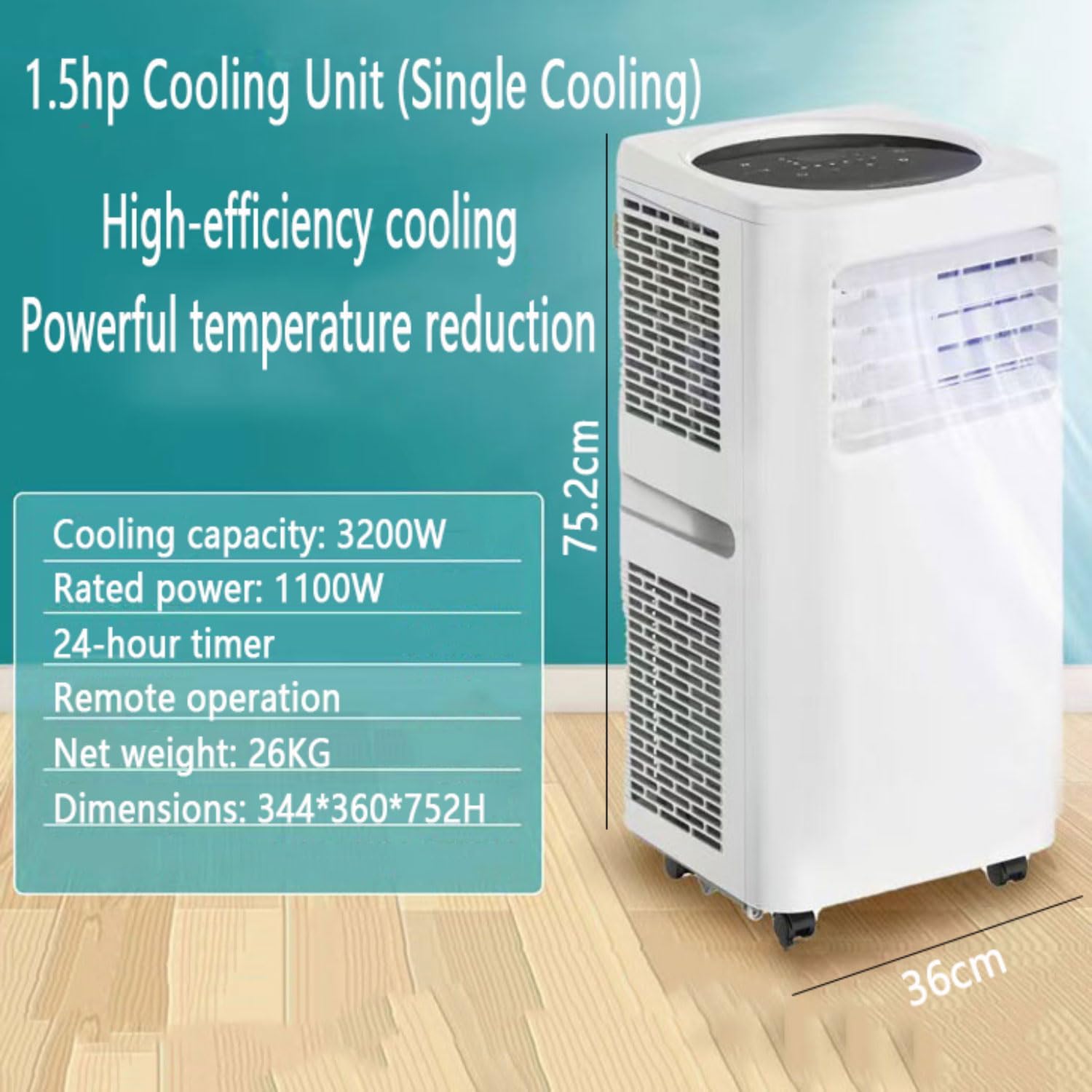 Climatiseur Portable Refroidit 350 Sq.Ft, Unité Intelligente Intelligente Silencieuse Avec Ventilateur Et Déshumidificateur, écran LED, Télécommande, Minuterie 24H, Kit De Fenêtre, Ventilateur De Refr