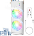  Climatiseur Mobile Rafraîchisseur D’Air, Mini Climatiseur 4 En 1, Ventilateur USB Avec 3 Vitesses & 3 Modes Brume, Refroidisseur D’Air Silencieux Avec LED 7 Couleurs Pour Bureau, Maison