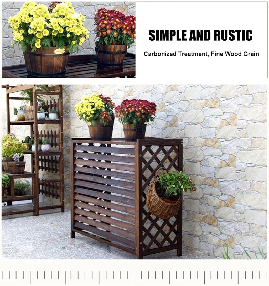  Grille De Protection En Bois Massif Pour Climatiseur, Protection De Confidentialité, Pour Climatiseur Et Pompe à Chaleur, Présentoir Décoratif De Jardin