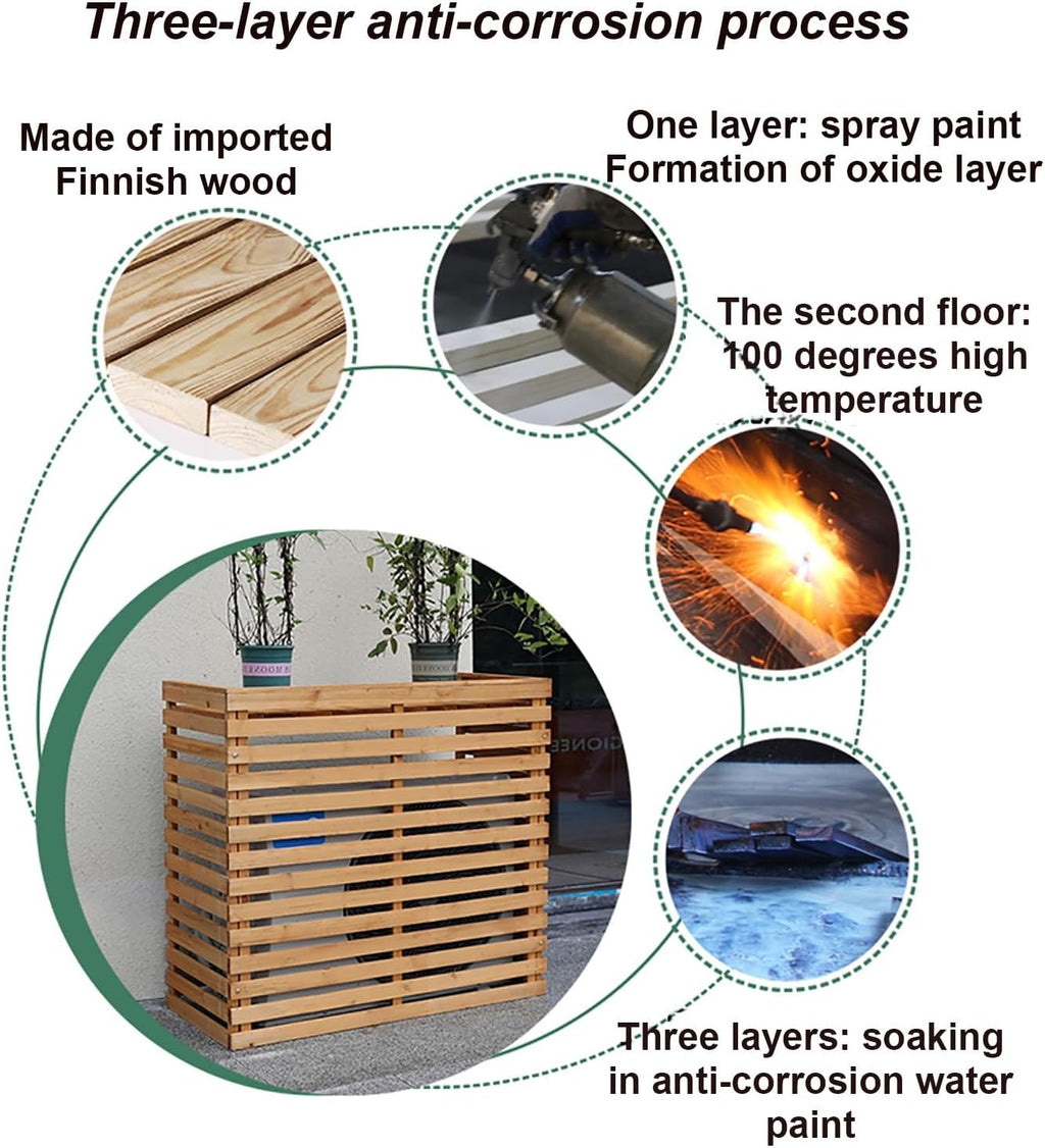 GENERIC Housse De Climatiseur Extérieur - Support En Bois Massif Et Fleur Pour Climatisation Portable -, Résistant Aux Intempéries, Design Décoratif (couleur : Bleu)