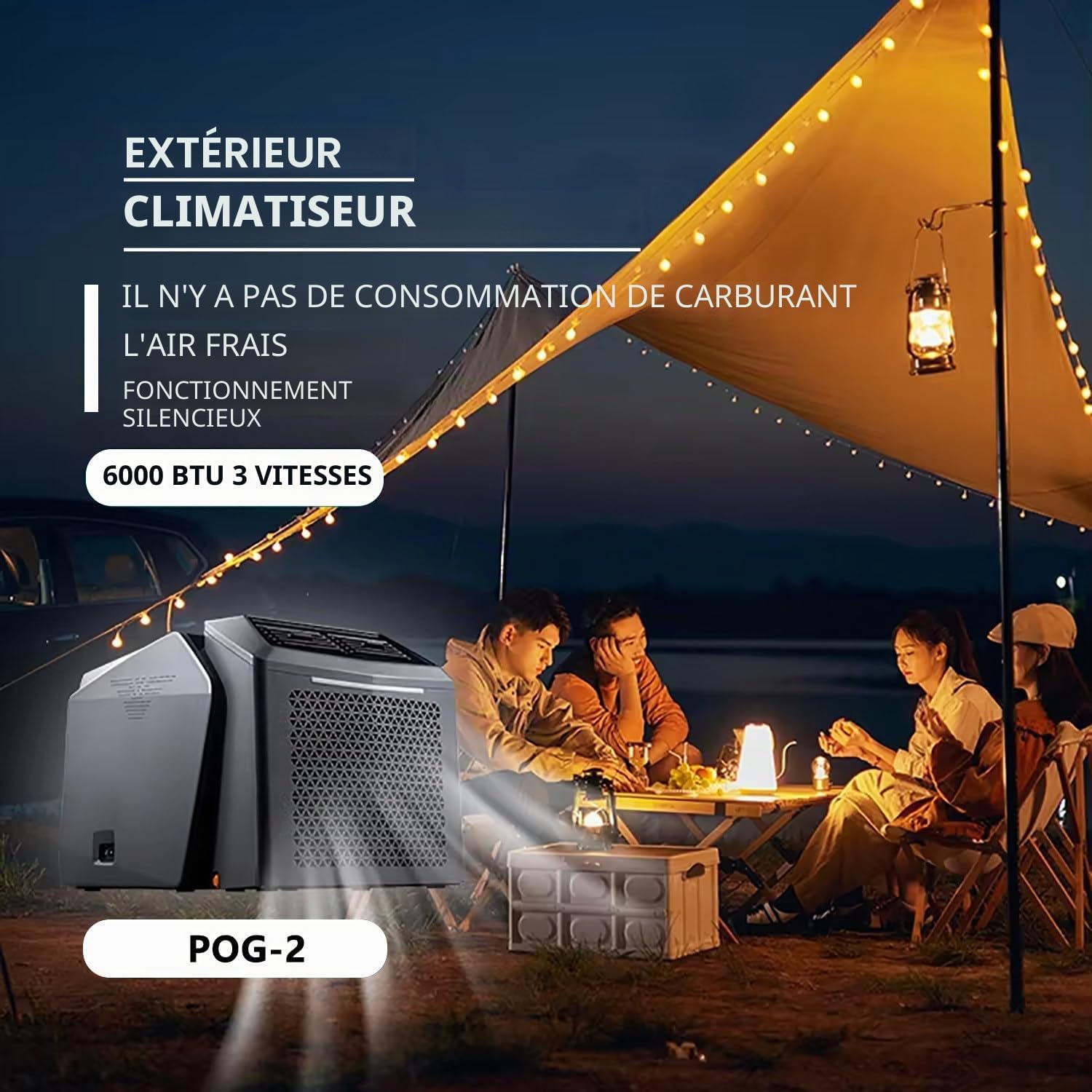 GENERIC Climatiseur Portable, Refroidissement Efficace 6000 BTU, Refroidissement, Déshumidification, Ventilateur, Mode Veille + Minuterie 24h, Utilisation Intérieure Et Extérieure, Conduit D'échappement