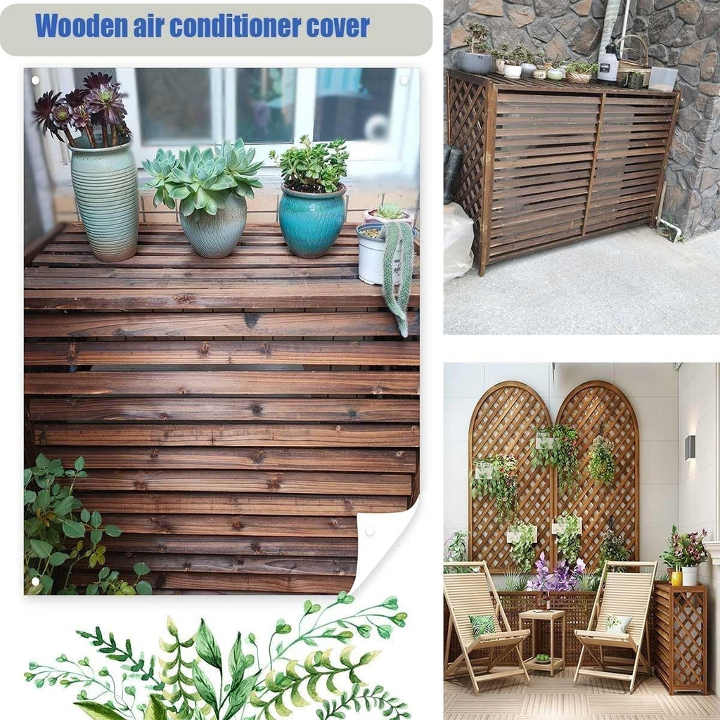 GENERIC Housse De Climatiseur En Bois Massif Et Support De Fleurs élégant Avec Stores Finition Blanche 80 X 32 X 70 Cm – Décoration D'intérieur élégante Et économiseur D'espace
