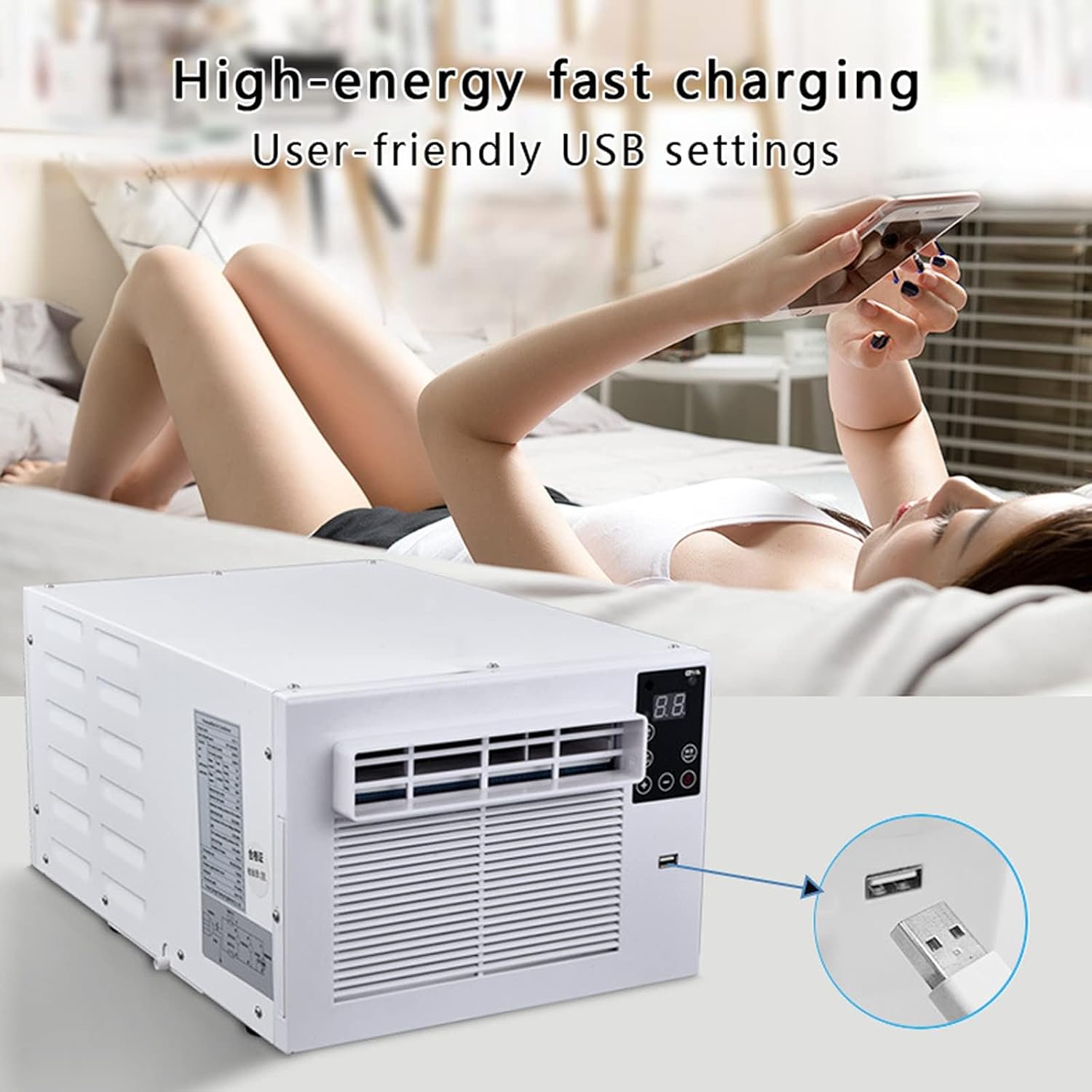  280W Mini Refroidisseur AC Portable Pour Chambre à Coucher, Unité De Séparation Efficace énergétique Avec Minuterie, Mode Veille Silencieux, Conception De Fenêtre De Selle, Pas De Forage Requis, Refro