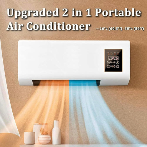  Air Conditioner Mur 2-en-1 Frais/Chaud, Silencieux Avec Télécommande, Compact Et Léger, Idéal Pour Le Bureau, Maison, Chambre à Coucher
