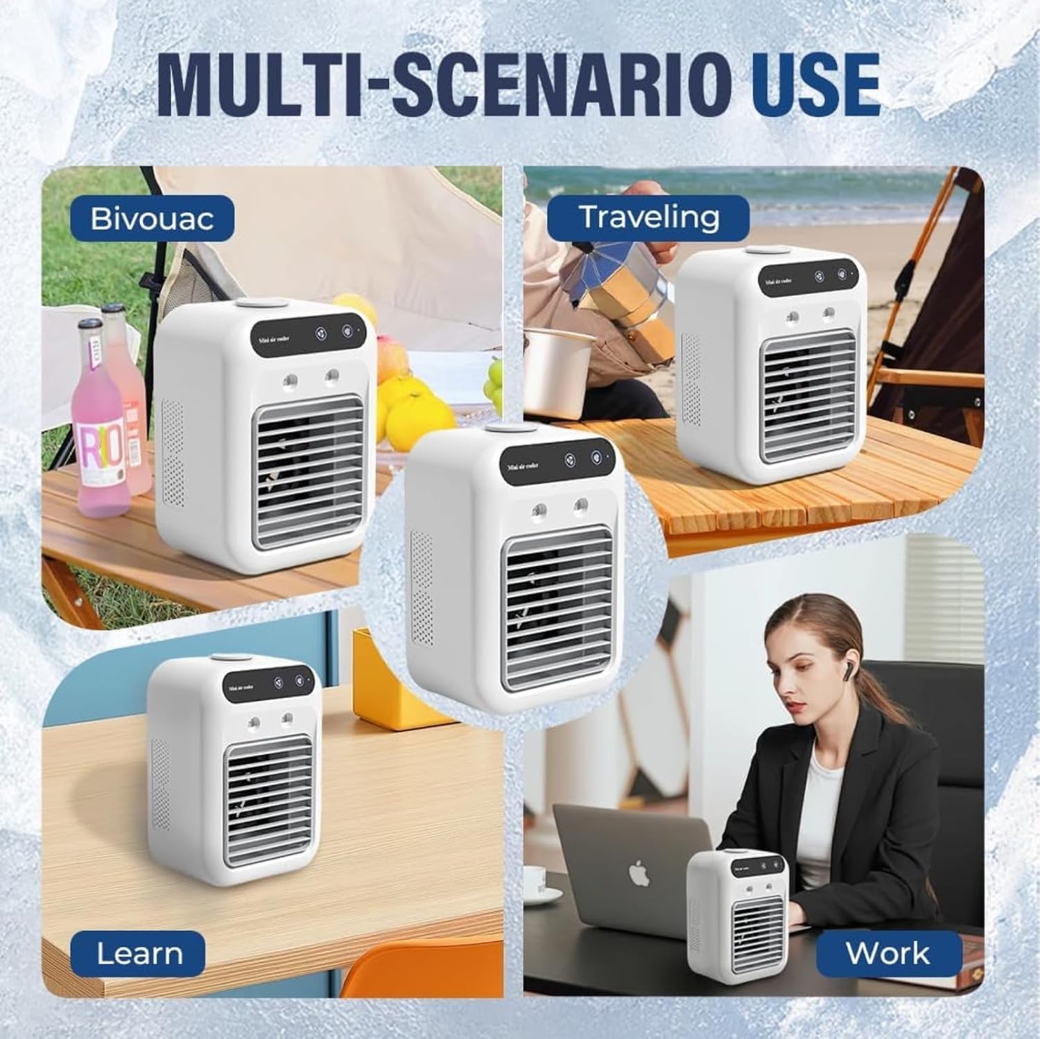  Mini Climatiseur Mobile USB, Ventilateur Climatiseur Silencieux Avec Refroidissement Rapide, Réservoir 500 Ml, Deux Vitesses Et Modes Brumisation Pour Chambre, Bureau, Maison