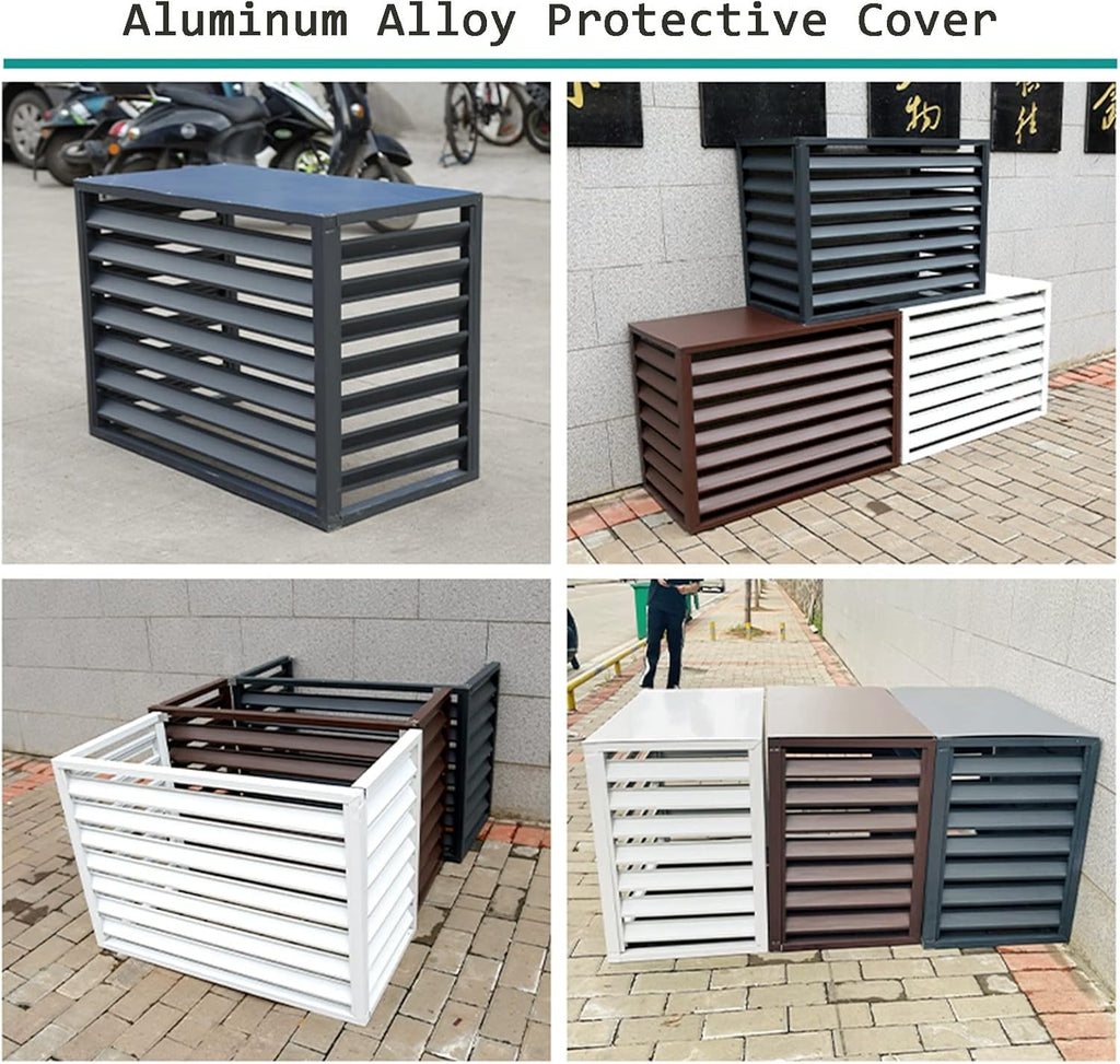  Housse De Protection Pour Climatiseur Extérieur – Séparateur D'espace à Persiennes En Aluminium Blanc – Résistant Aux Intempéries, élégant, Parfait Pour Les Terrasses Et Les Jardins