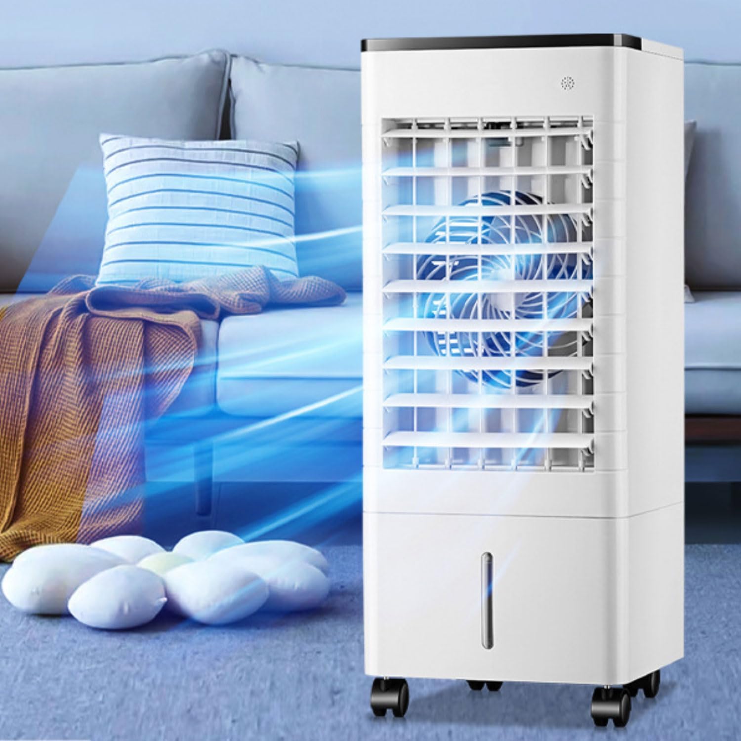GENERIC Climatiseur Portable à 3 Vitesses, Minuterie 15 H, Réservoir De 9 L Pour 20 H De Refroidissement, Télécommande De 5 M, Sans Tuyau, Idéal Pour La Chambre, Le Bureau, La Voiture Et L