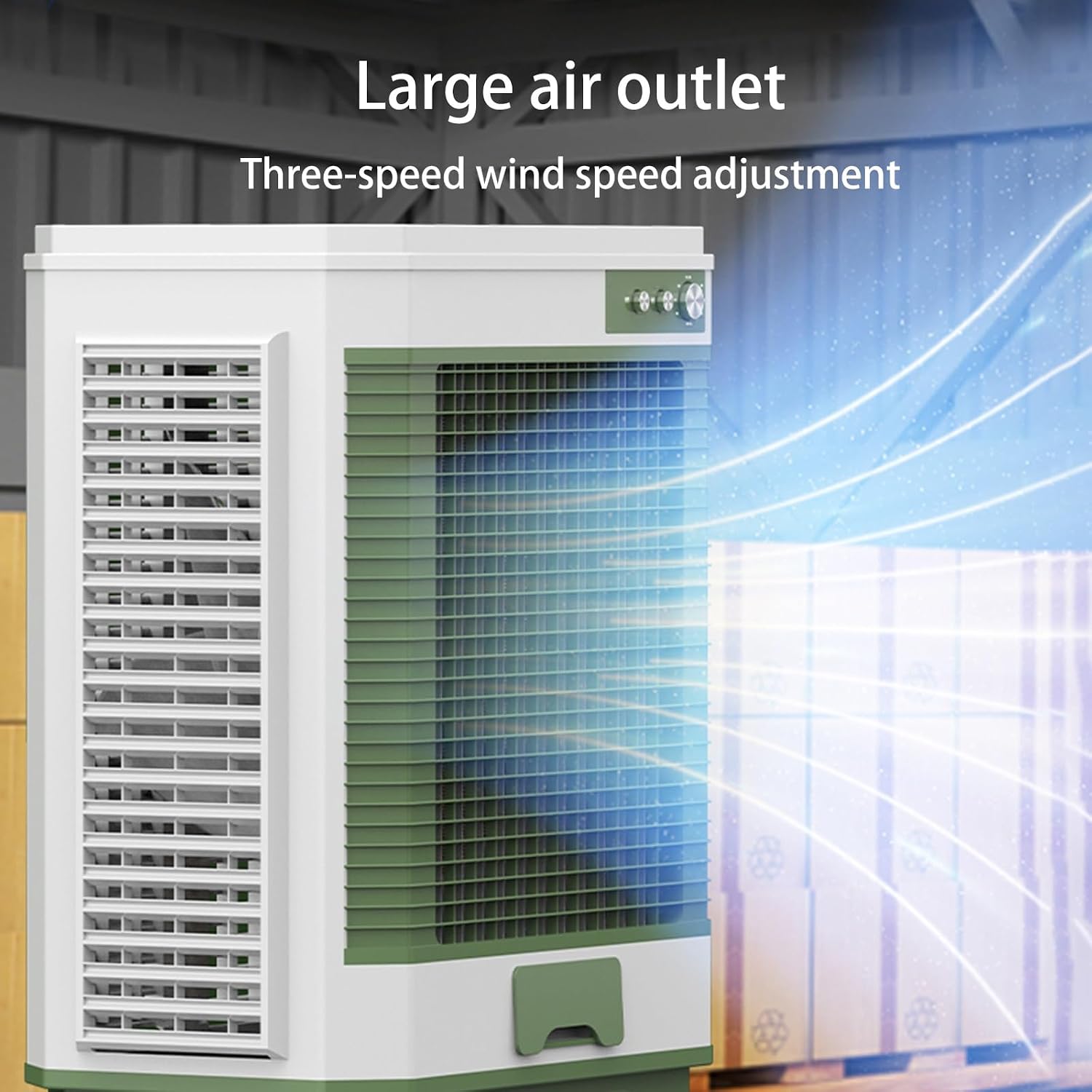  Refroidisseur D'air Par Évaporation Industriel, Climatiseurs Sans Fenêtre Avec Grand Réservoir D'eau Et 4 Blocs De Glace, Refroidisseur De Marais Portable Pour Garage Et Terrasse
