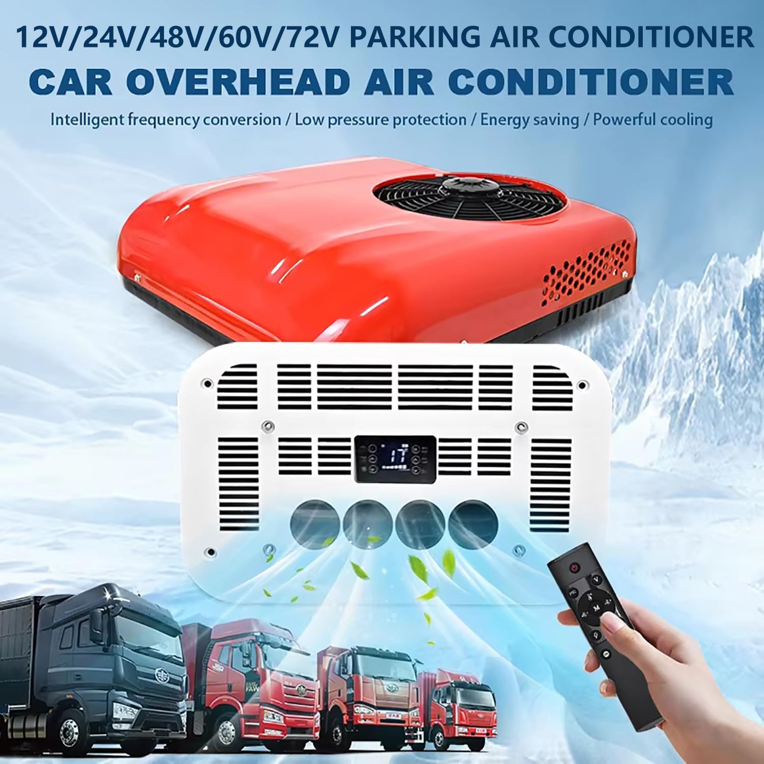 GENERIC Climatiseur De Toit CC 24 V 12 V Pour Camping-car Et Camion, Refroidissement Efficace Ultra Silencieux, Télécommande Et Affichage De La Température, Parfait Pour Une Utilisation Estivale