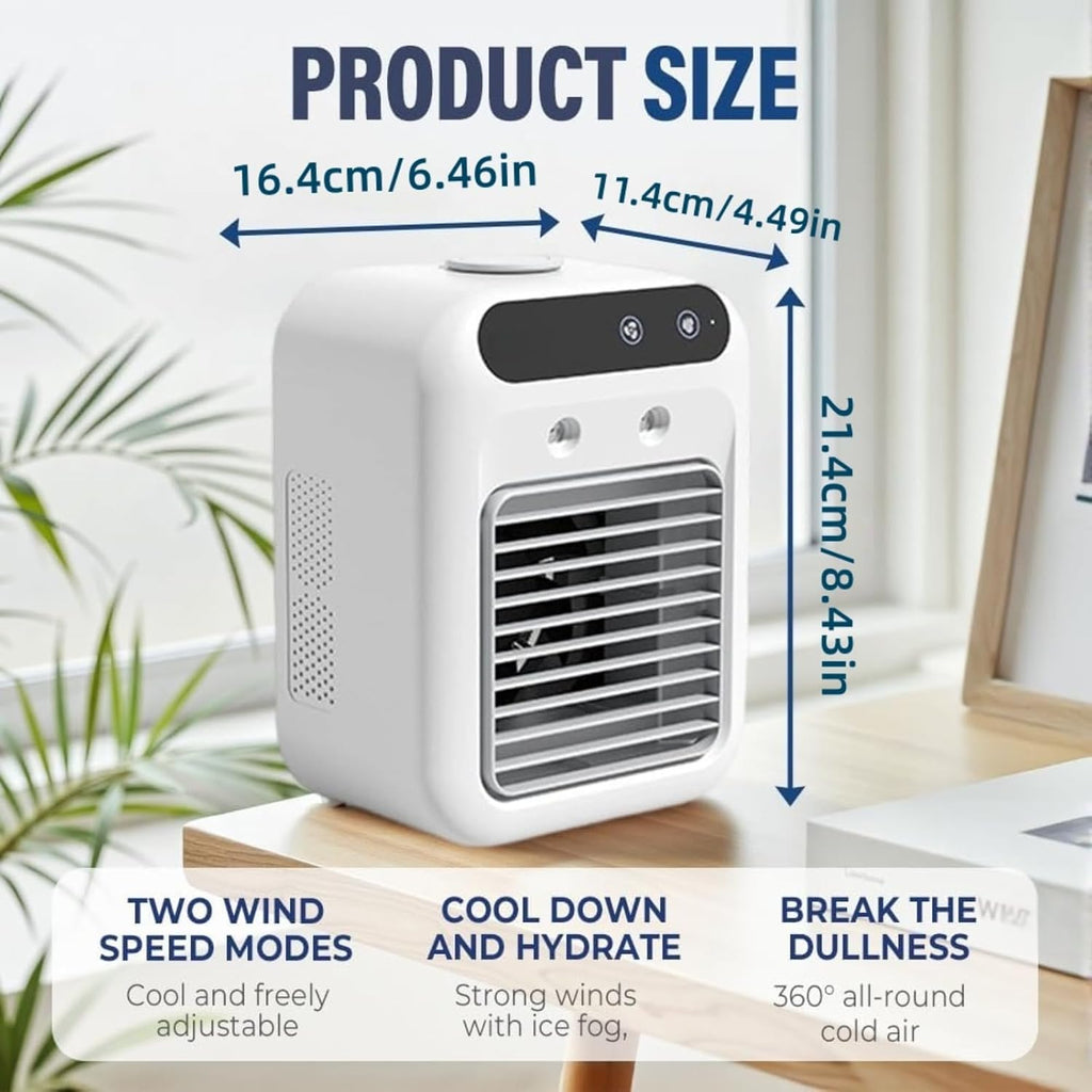  Mini Climatiseur Mobile USB, Ventilateur Climatiseur Silencieux Avec Refroidissement Rapide, Réservoir 500 Ml, Deux Vitesses Et Modes Brumisation Pour Chambre, Bureau, Maison