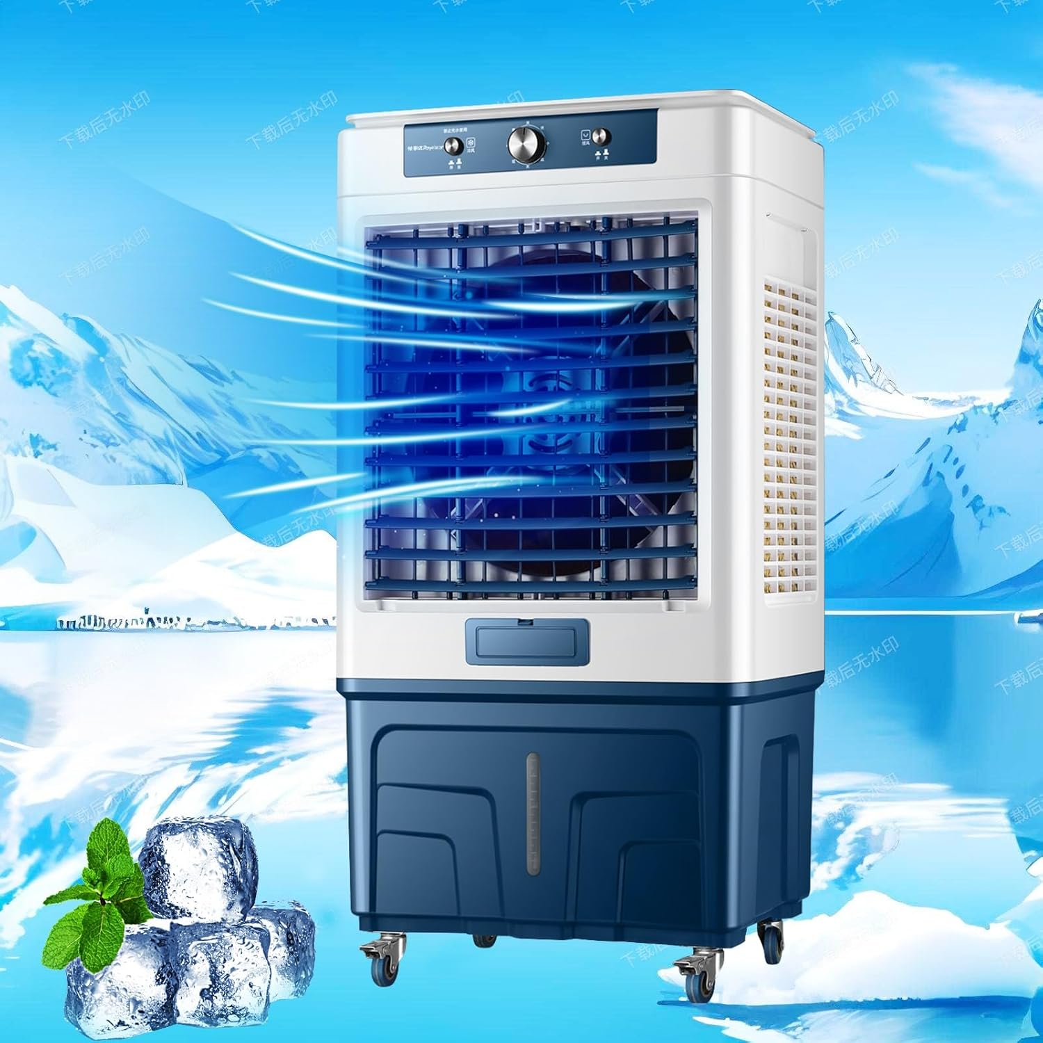  Climatiseur Mobile 3 En 1, Refroidisseur D'air, Humidificateur, Ventilateur, Télécommande, Refroidisseur Par évaporation For Usage Commercial, Industriel, Garage, Patio, Extérieur(113CM/44.4in)