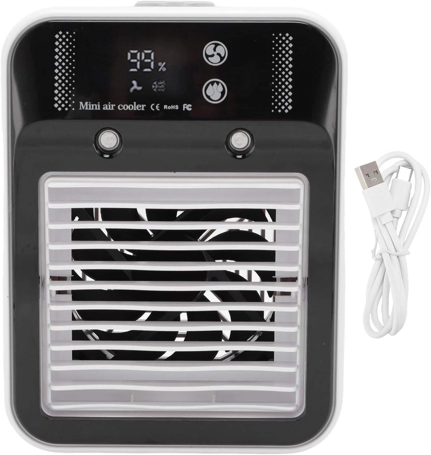  Tnfeeon Climatiseur Portable, Ventilateur De Refroidissement Silencieux Avec Modes De Double Aérien, Batterie Rechargeable Pour Les Campeurs Et Usage Domestique