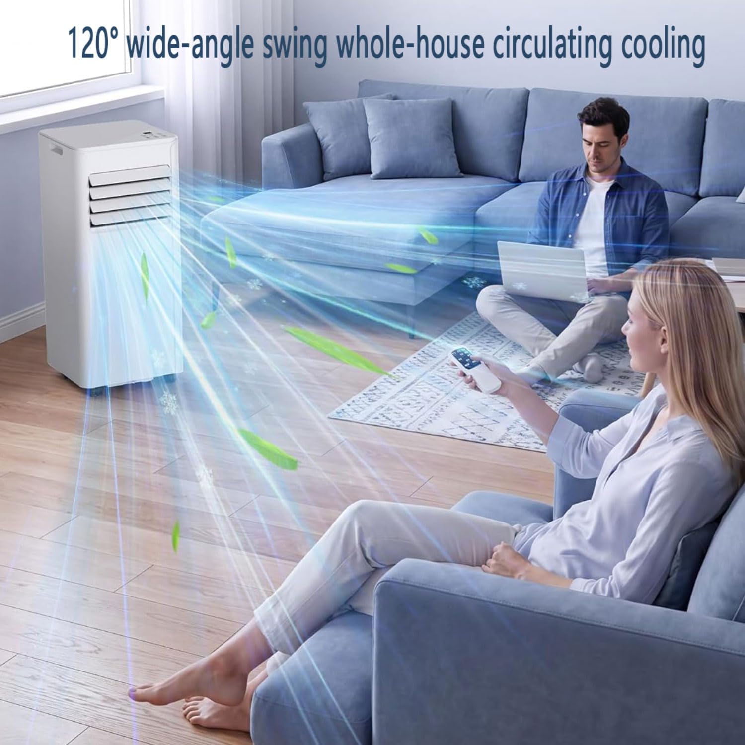  Climatiseur Portable Refroidit 350 Sq.Ft, Unité De Climatisation Silencieuse Avec Ventilateur, Déshumidificateur, Affichage LED, Télécommande, Minuterie 24H, Kit De Fenêtre Pour Chambre à Coucher, Bur
