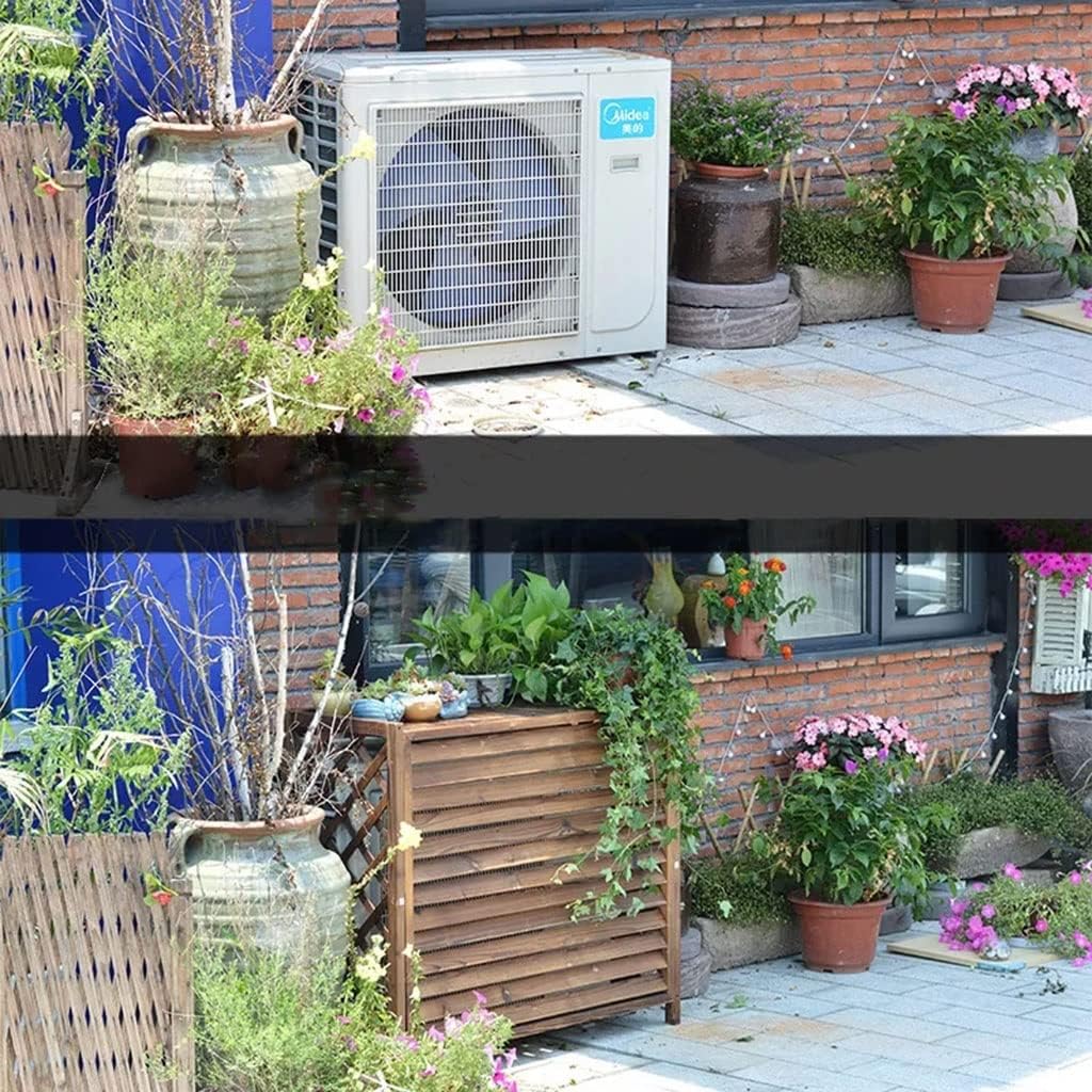 GENERIC Housse De Climatiseur Extérieur Et écran De Clôture En Bois Solide Imperméable à L'eau Housse Anti-poussière Pour Climatiseur Support De Fleurs Protège L'unité AC (taille : S 81 X 30 X 72 Cm)