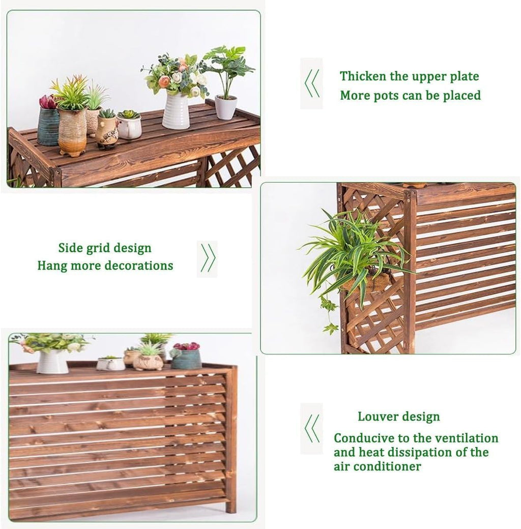 GENERIC Housse De Climatiseur En Bois Massif Et Support De Fleurs élégant Avec Stores Finition Blanche 80 X 32 X 70 Cm – Décoration D'intérieur élégante Et économiseur D'espace