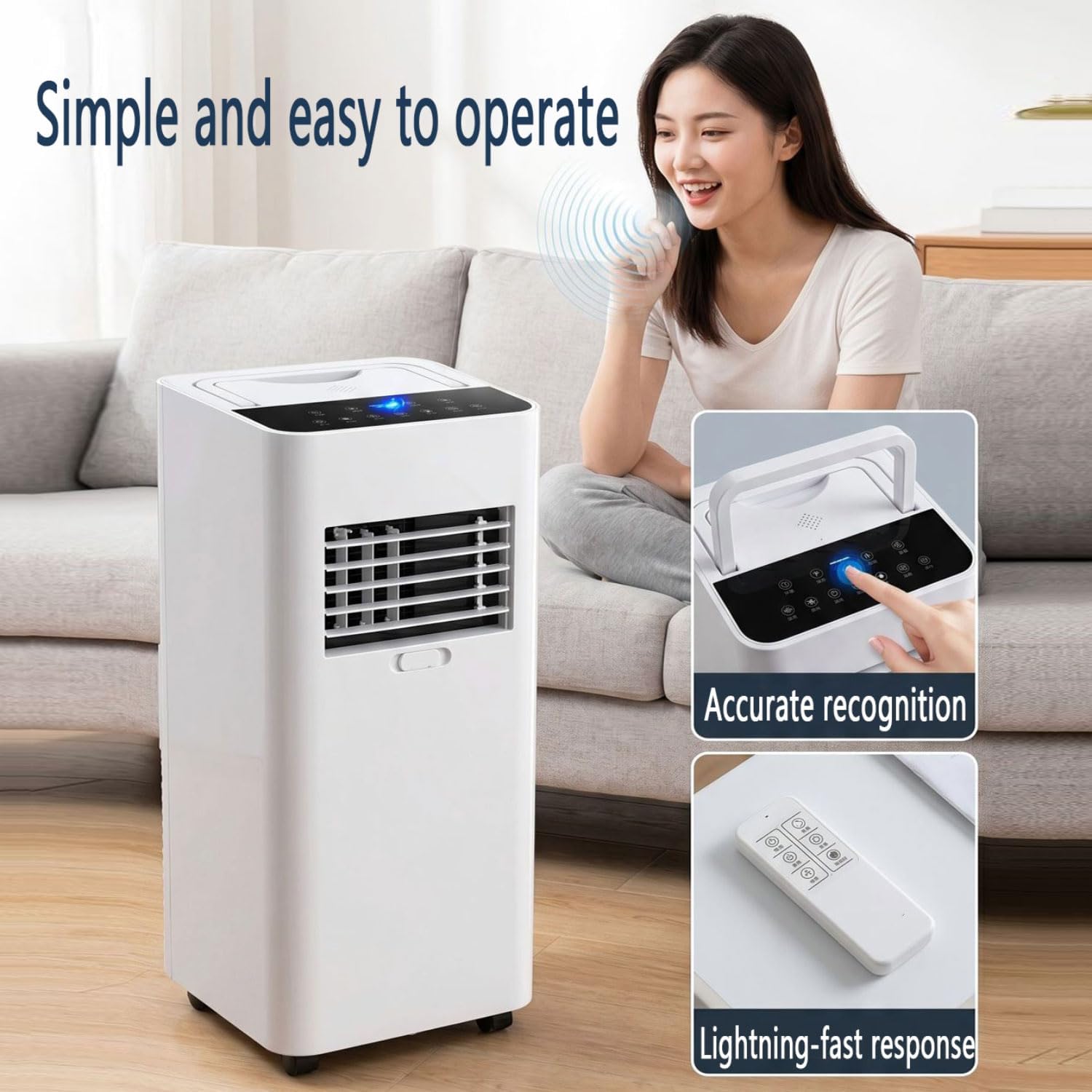 Climatiseur Portable Intelligent Intelligent Refroidit Jusqu'à 300 Pieds Carrés Avec Ventilateur, Déshumidificateur, Affichage LED, Télécommande, Minuterie 24H Et Kit De Fenêtre Pour Chambre à Coucher