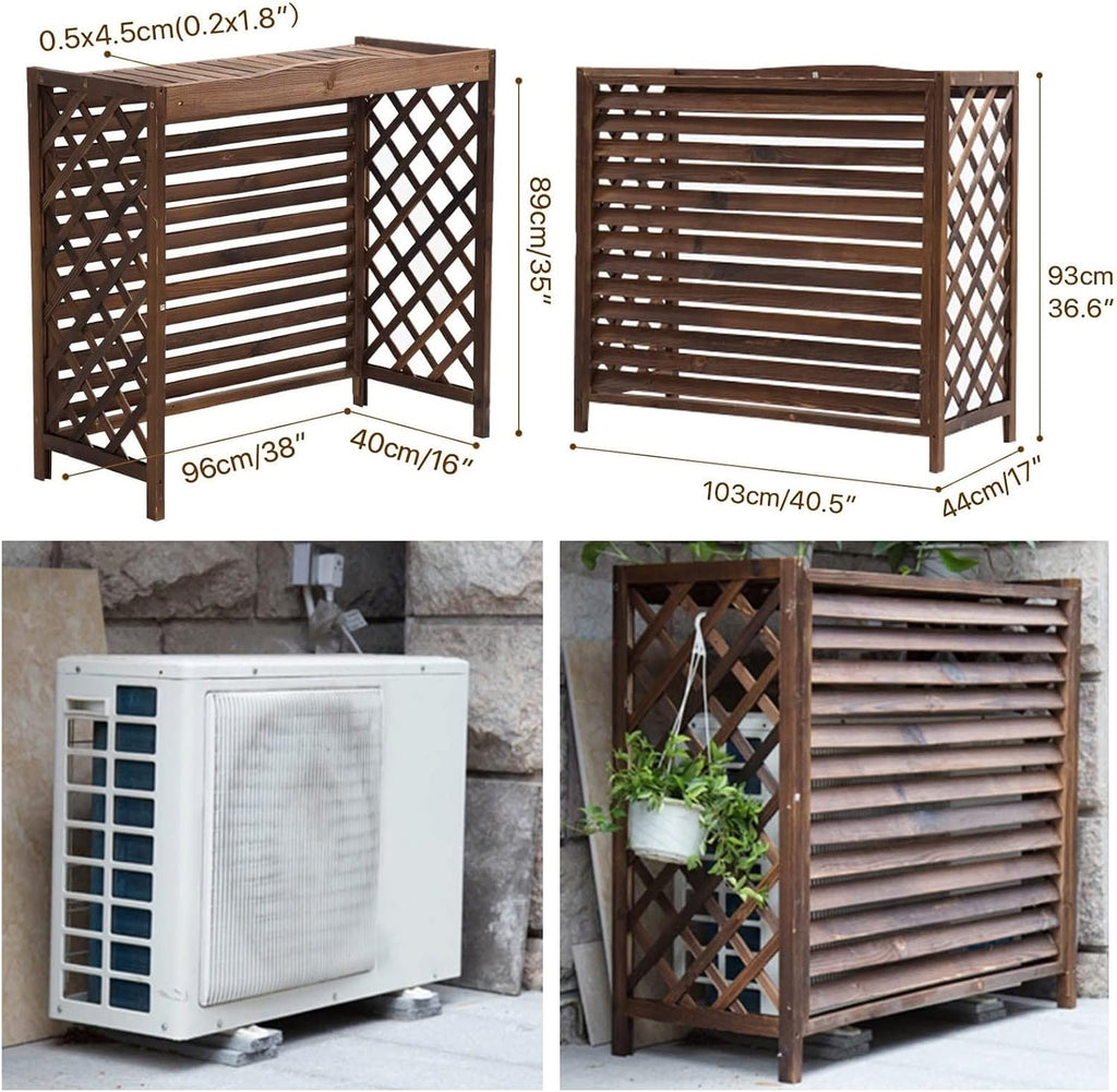GENERIC Housse Pour Climatiseur Extérieur Et Boîtier De Pompe à Chaleur – Clôture D'intimité En Bois Massif, Poubelle Cachée, Support De Fleurs, Grilles Pour Unités De Climatisation.