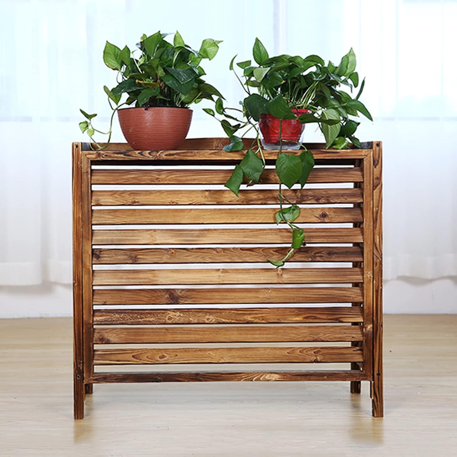 GENERIC Housse Pour Climatiseur Extérieur Et Boîtier De Pompe à Chaleur – Clôture D'intimité En Bois Massif, Poubelle Cachée, Support De Fleurs, Grilles Pour Unités De Climatisation.