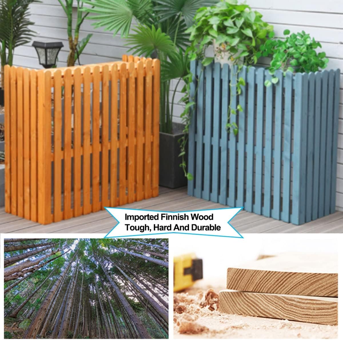 Housse De Climatiseur Résistante Aux Intempéries – Support Décoratif En Bois Massif Et étagère De Rangement Pour Unités Extérieures – 9 Couleurs Disponibles – Protection De L'unité De Condensation