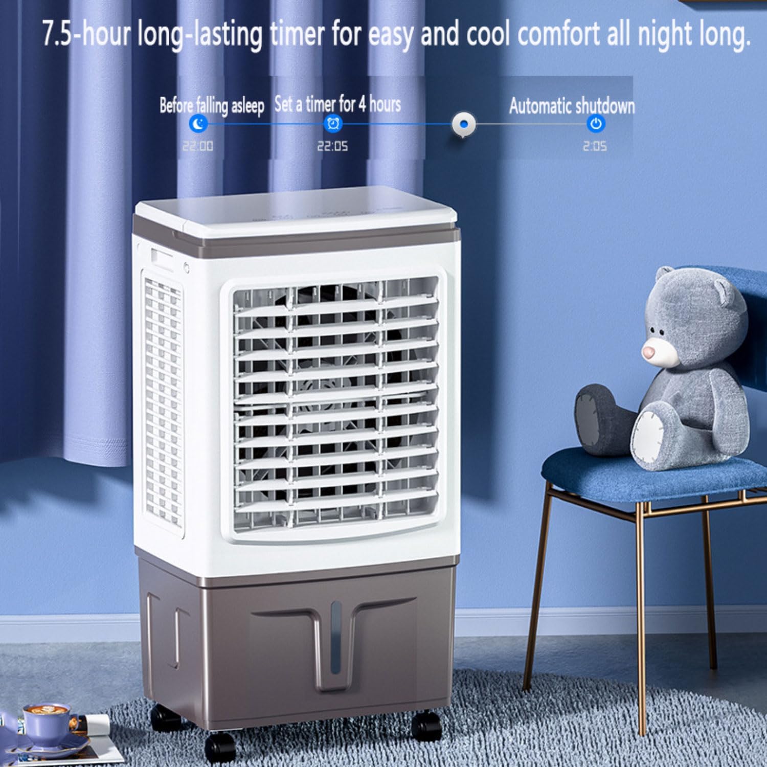 GENERIC Climatiseurs Portables Refroidisseur D'air évaporatif Avec 3 Vitesses Swamp Cooler Sans Fenêtre Portable AC Unit Ventilateur De Refroidissement Qui Soufflent L'air Froid 30LWater Tank Ultra Calme Pour