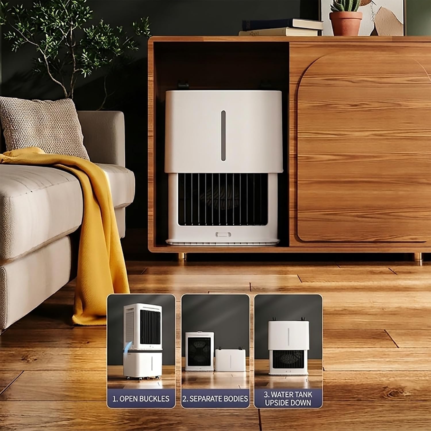 GENERIC Climatiseur Mobile Silencieux Rafraîchisseur D'Air 12L, Climatiseur Sans Évacuation Rafraîchisseur D'Air Avec Télécommande, 3 Vitesses, Minuterie 12 H, Pour La Chambre Et Le Garage