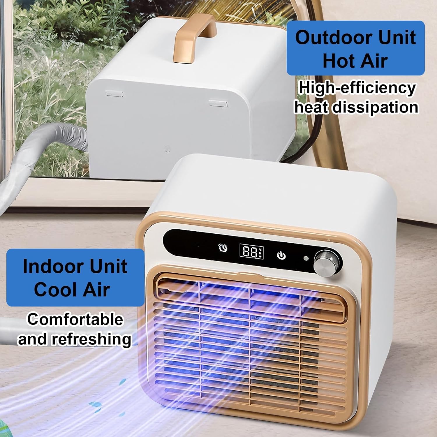  Système De Séparation AC Portable 5000 BTU Avec Contrôle Tactile Intelligent Et Minuterie 12H, Unité De Refroidissement Ultra-Calme Pour Chambre à Coucher, Bureau, VR Et Camping Comprend Tuyau