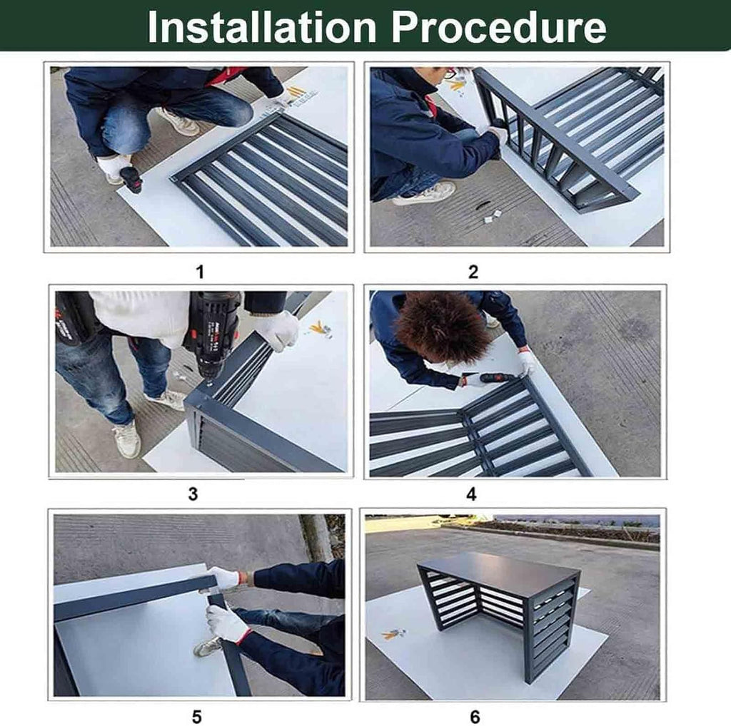 GENERIC Housse De Climatiseur D'extérieur Résistante Aux Intempéries – Protection De Pompe à Chaleur En Aluminium Réduisant Le Bruit – Barrière D'intimité Toutes Saisons Pour Les Conditions Météorologiques