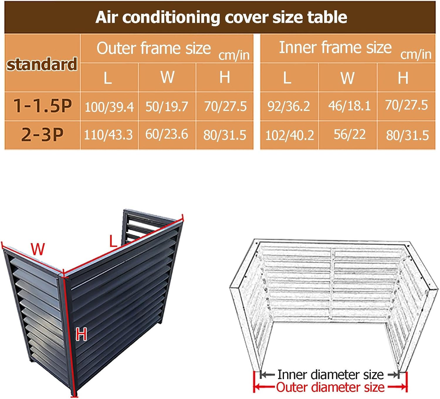  Housse De Protection Décorative En Aluminium Pour Climatiseur Extérieur Et Pompe à Chaleur - Pour Unités De Climatisation Et Ordures - Utilisation En Intérieur/extérieur