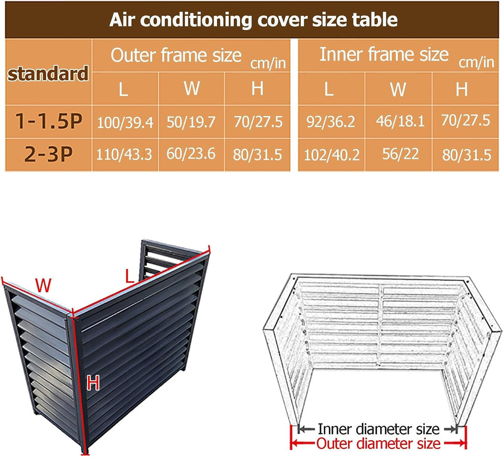  Housse De Protection En Aluminium Pour Climatiseur Et Pompe à Chaleur – Clôture Décorative Pour Unités De Climatisation Et Ordures Autonome Pour Utilisation En Intérieur/extérieur