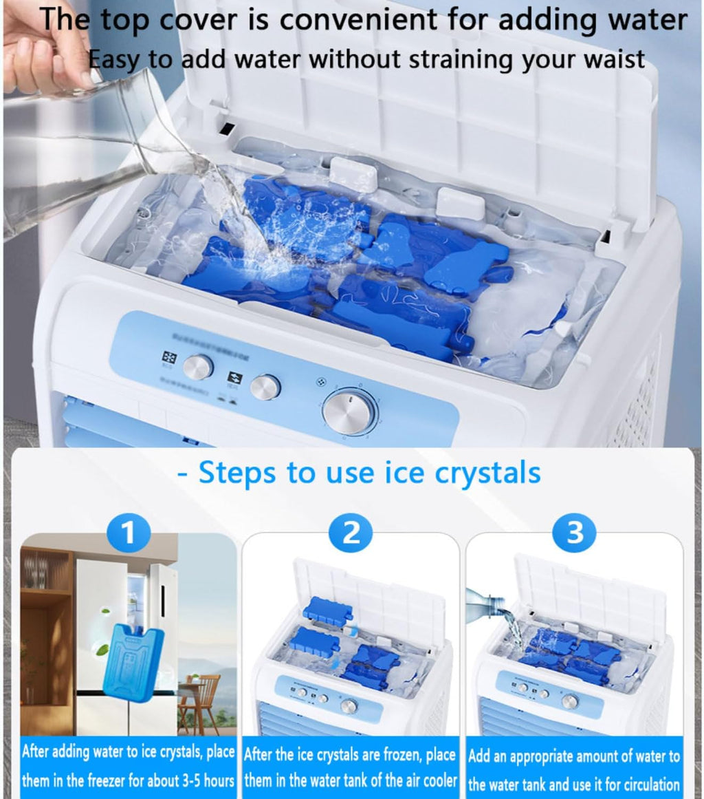 GENERIC Climatiseur évaporatif Portable, Moteur En Cuivre Amélioré, Grand Réservoir D'eau, Blocs De Glace, Ventilateur De Refroidissement Pour Usage Intérieur Et Extérieur, Idéal Pour Les Chambres à Coucher