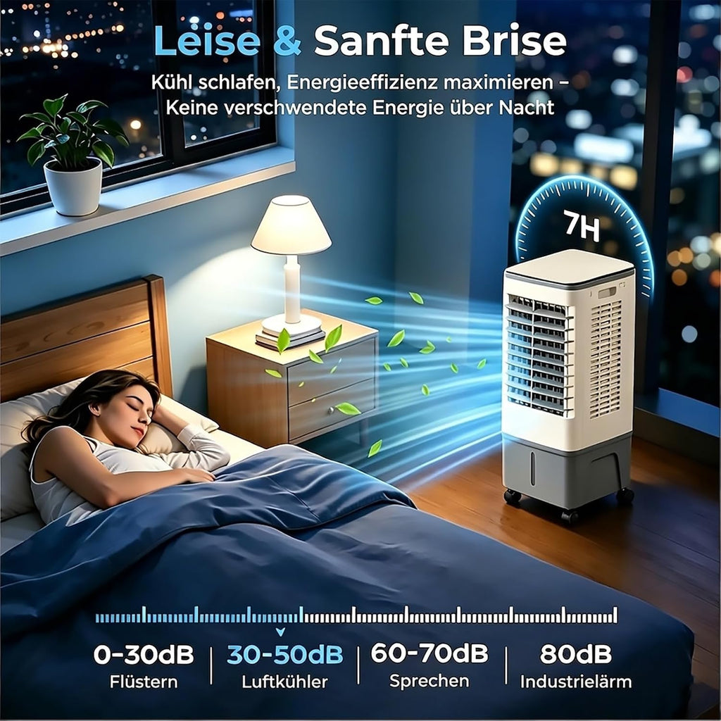 GENERIC Climatisation Mobile Sans Tuyau D'échappement 4in1 Refroidisseur D'air, Refroidisseur D'air Avec Télécommande, Réservoir D'eau De 20 Litres, 3 étapes Incl, 7H Minuteur, 2 Batteries De Refroidissement,
